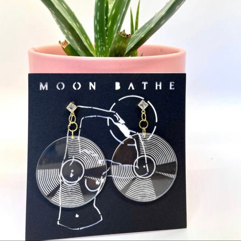 Vinyl record earrings - laser etched acrylic